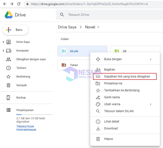 cara share link google drive di windows