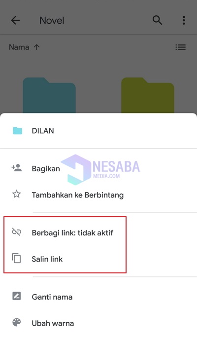 cara share link google drive di HP Android