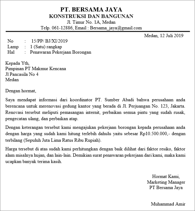 10 Contoh Surat Penawaran Harga Barang Jasa Lain Lain Doc