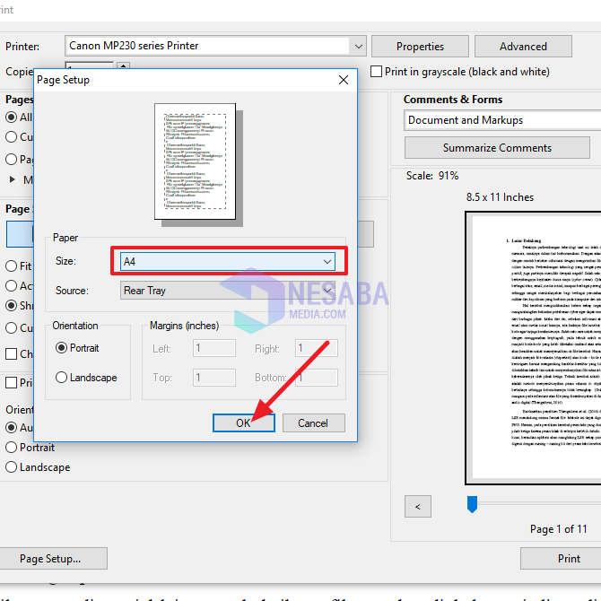 tutorial cara print PDF 1 lembar 2 halaman