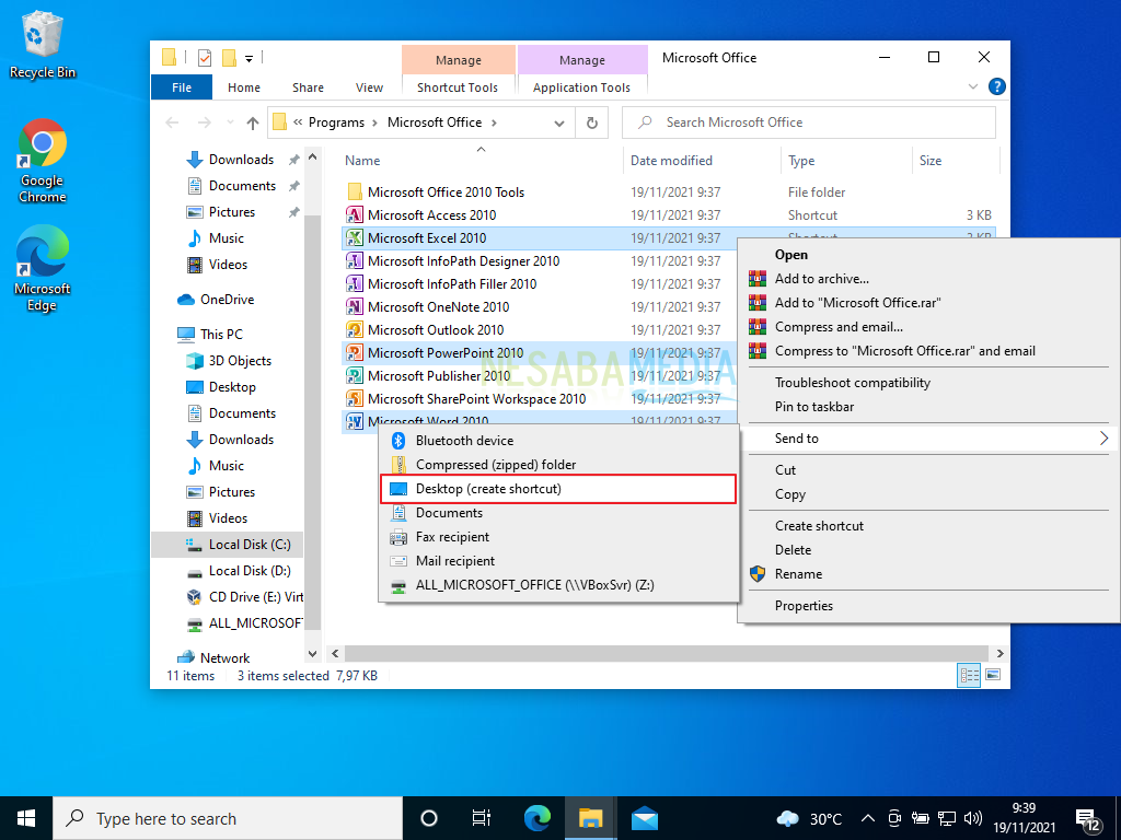 pilih Send to > Desktop