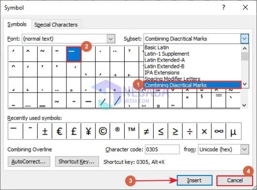 begini cara membuat lambang X bar di word