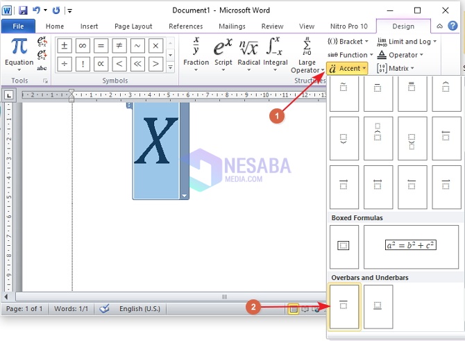 panduan cara membuat lambang X bar di word untuk pemula