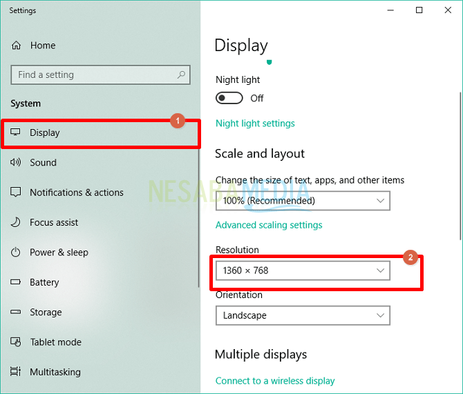 klik tab display