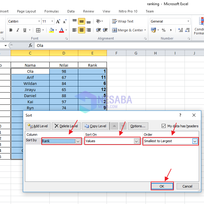 Cara Merangking di Microsoft Excel dengan Mudah