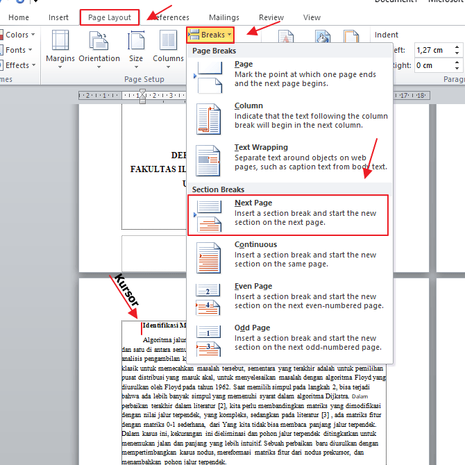 Tutorial Cara Membuat Section Break