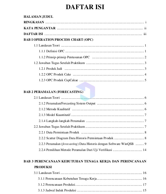 8 Contoh Daftar Isi Laporan Pkl Magang Penelitian Dll