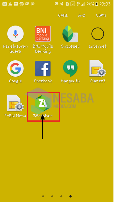 buka aplikasi zarchiver
