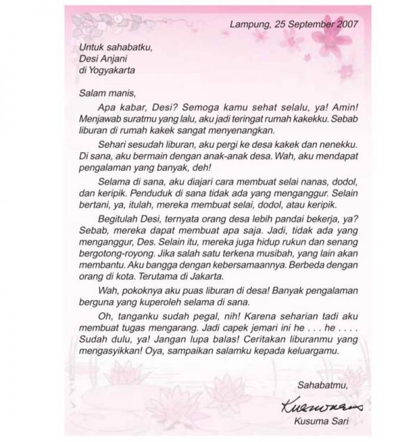 Contoh Surat Tidak Rasmi Pendek Kepada Kawan