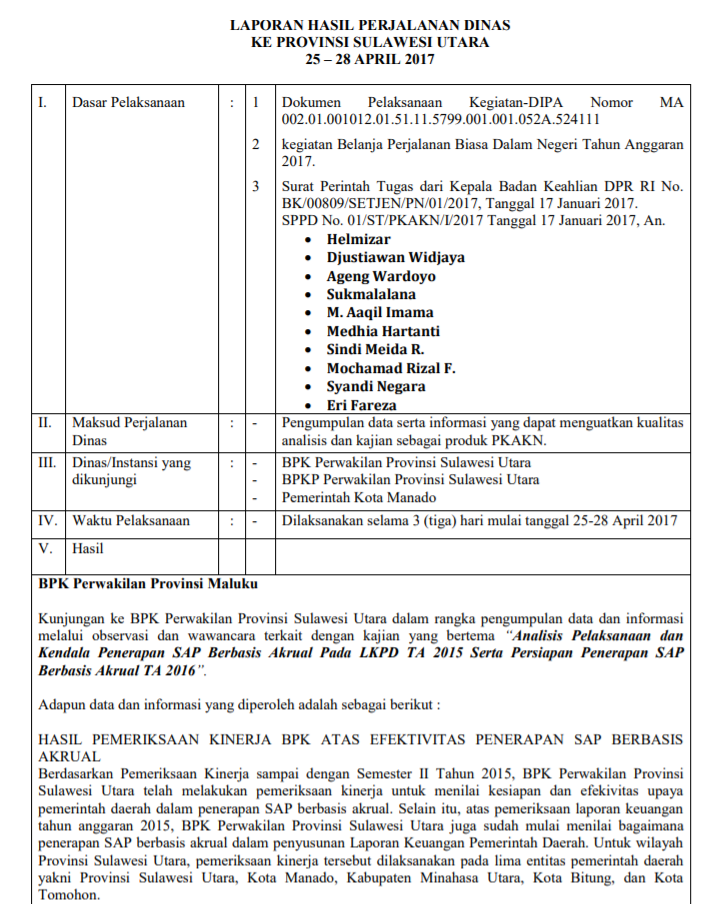 Contoh Laporan Kegiatan Dinas