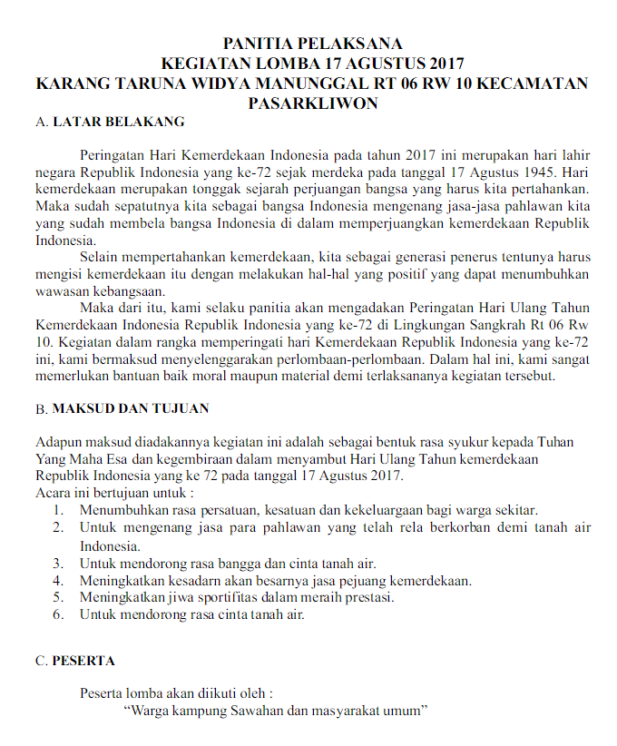 Contoh Laporan Kegiatan Lomba