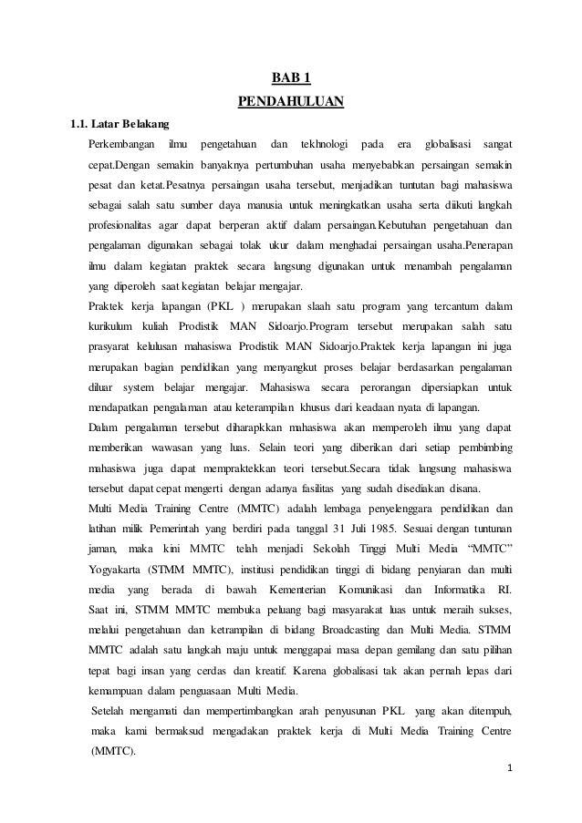 Latar belakang laporan PKL