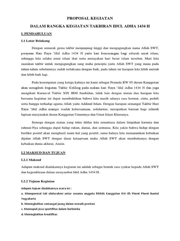 Contoh Tujuan Proposal Kegiatan – Goresan