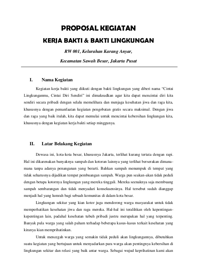 Contoh Latar belakang proposal kegiatan