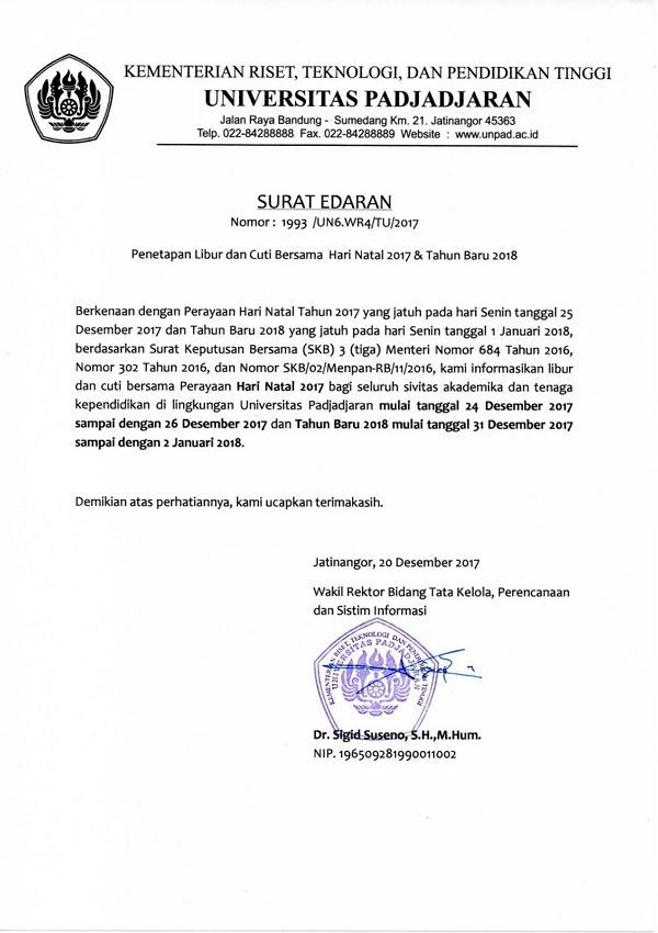 Surat Edaran Hari Libur di Instansi Kampus