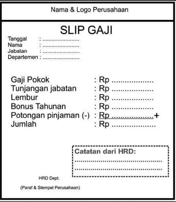 Contoh Slip Gaji Sederhana