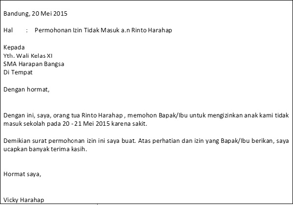 Contoh Surat Izin Sakit