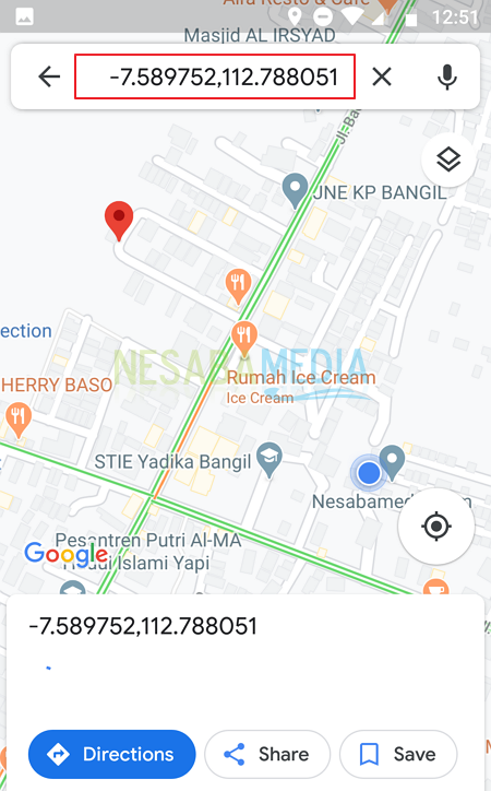 cara melihat koordinat di google maps android
