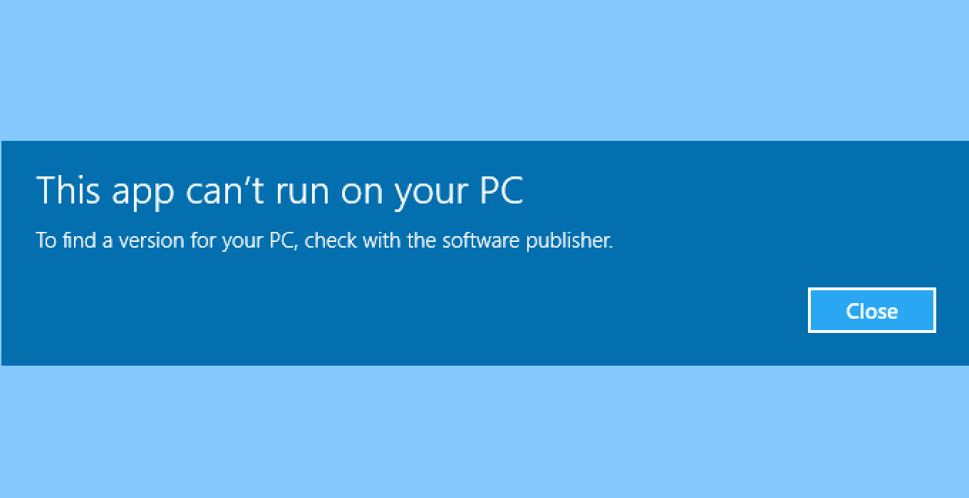 Can your pc. This app can't Run on your PC.