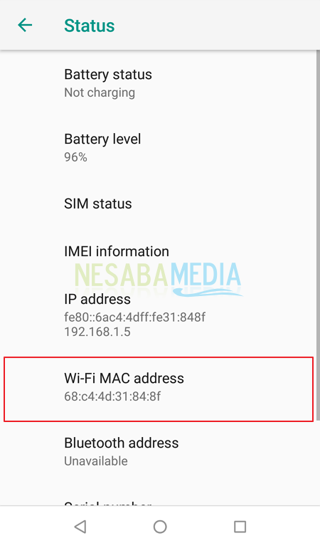 cara melihat MAC Address di android