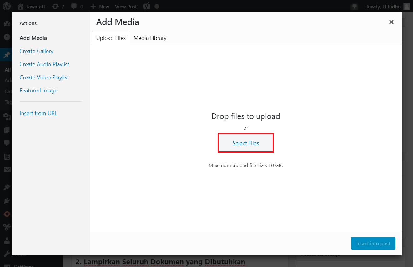 Cara Memasukkan Gambar atau Foto di WordPress 2
