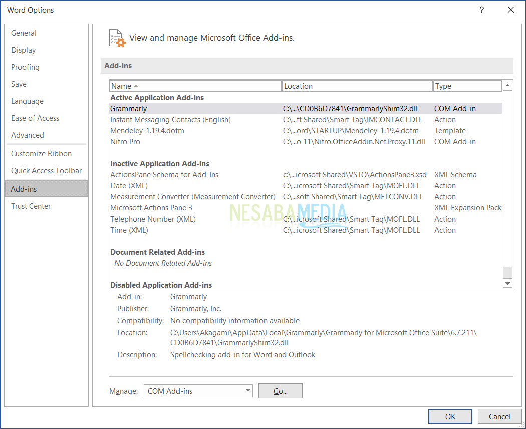 Cara Menampilkan Add-ins di Word 3