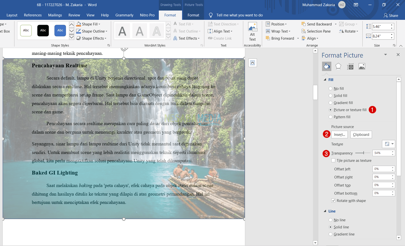 tutorial cara membuat gambar di Word menjadi transparan