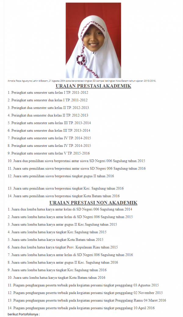 Contoh Portofolio Siswa