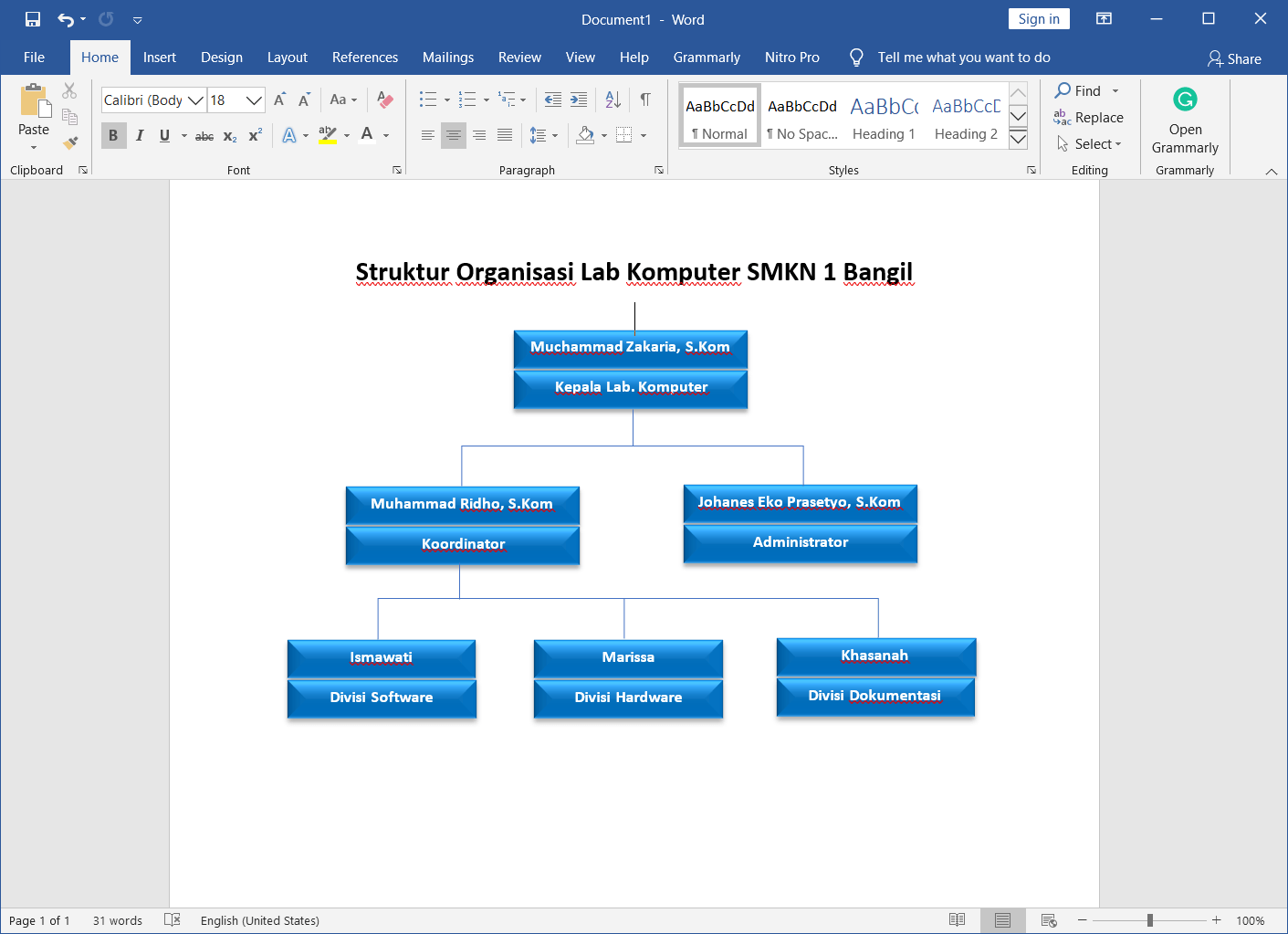 cara membuat struktur organisasi di microsoft word 2019