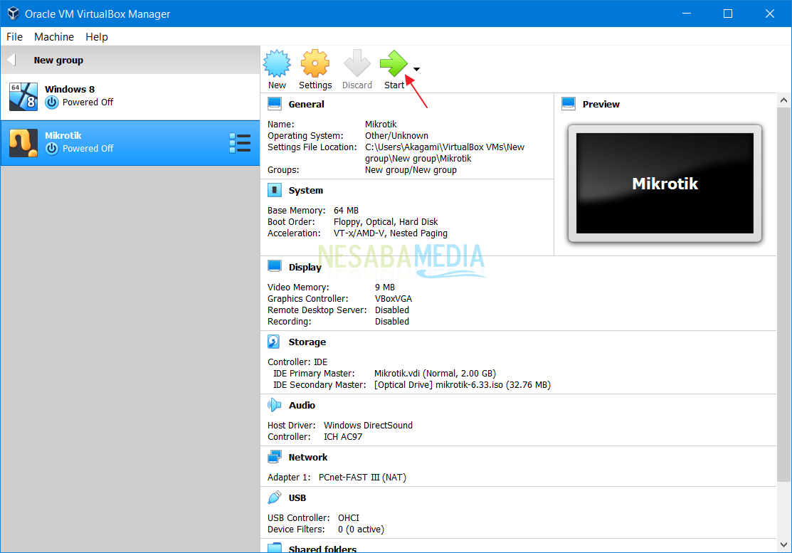 centang Enable Network Adapter