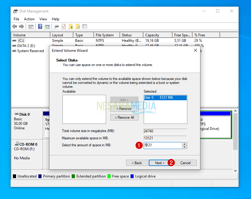 Menambahkan Kapasitas Partisi C di Windows 8