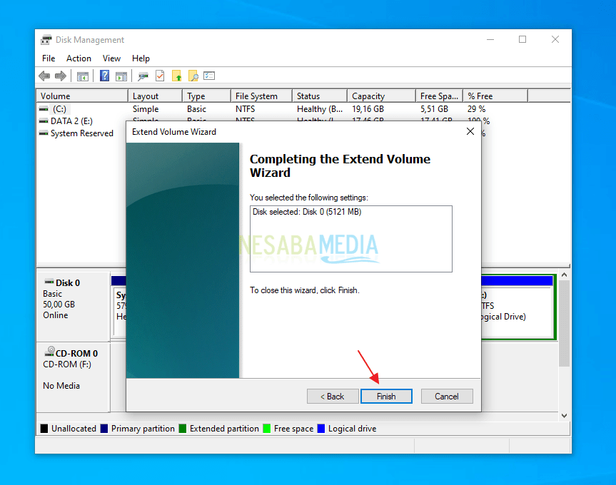 Menambahkan Kapasitas Partisi C di Windows 9
