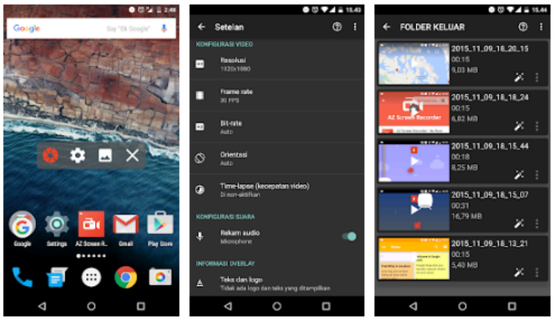 aplikasi untuk merekam layar Android kedua adalah AZ Screen Recorder