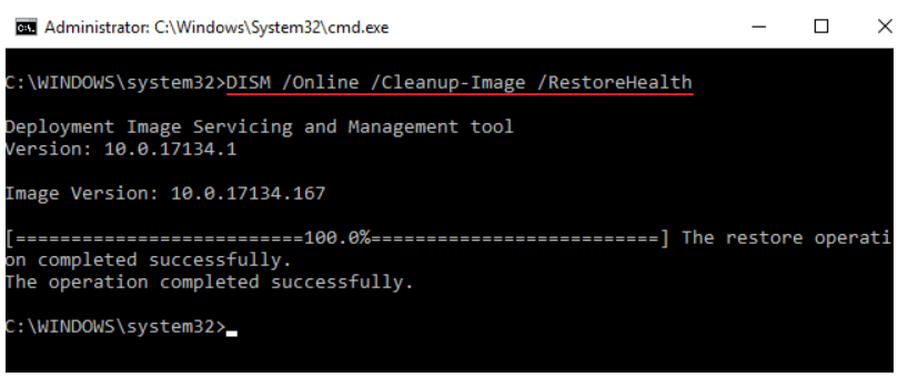 DISM.exe /Online /Cleanup-image /Restorehealth