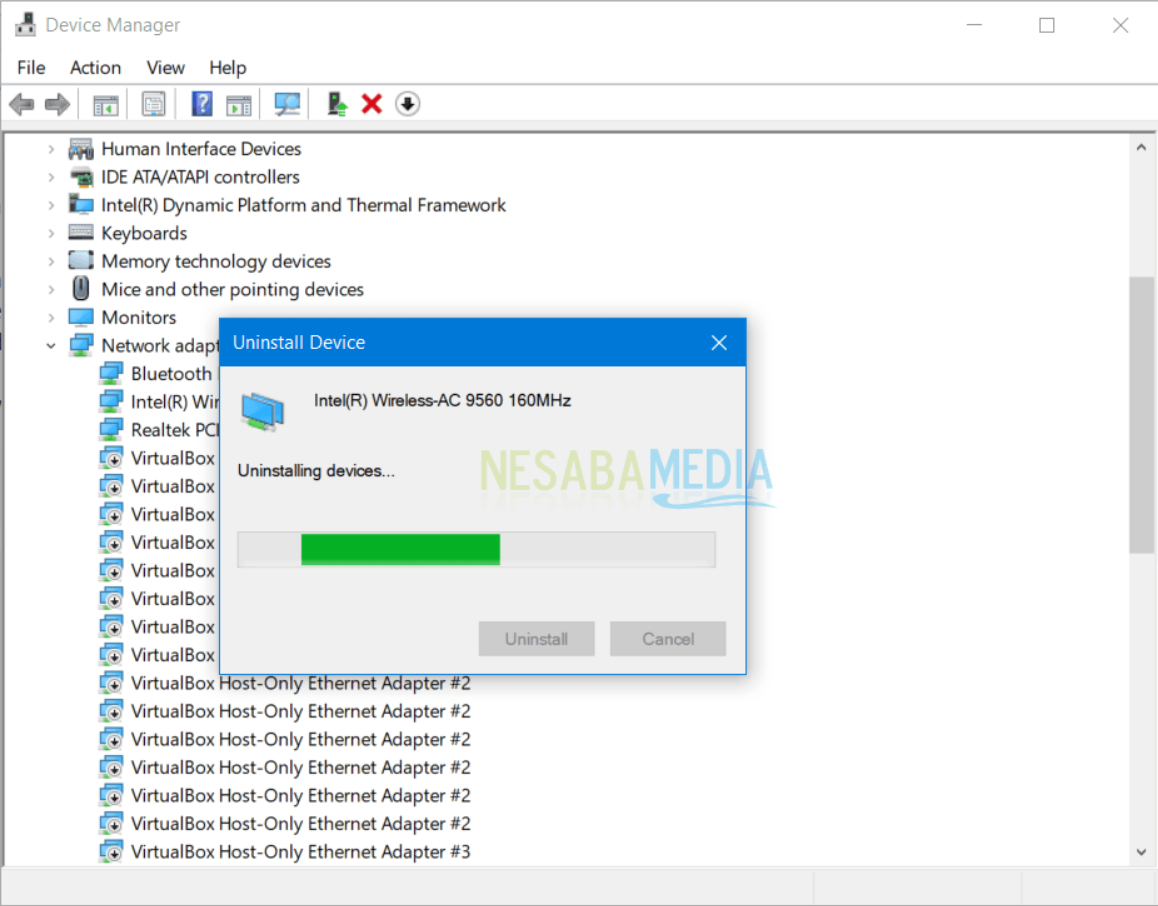 proses uninstall driver WiFi
