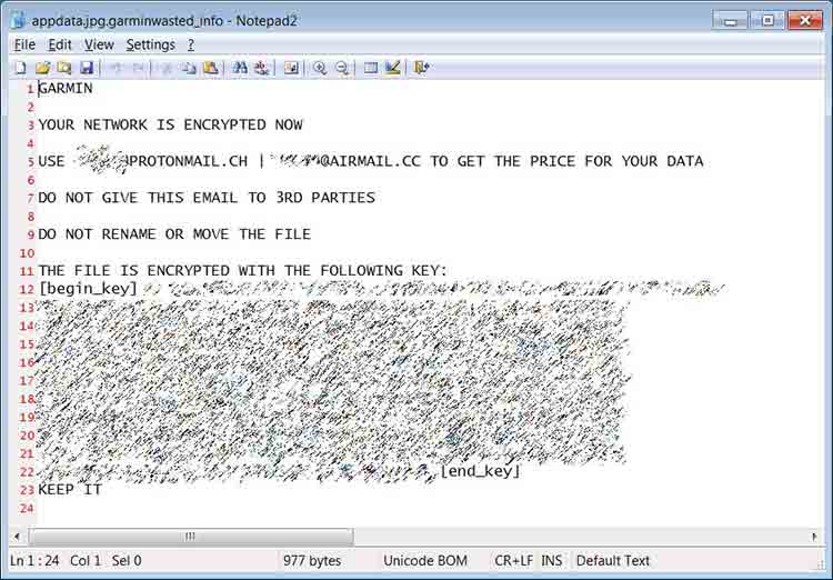 Readme Pada File Ransomware Garmin