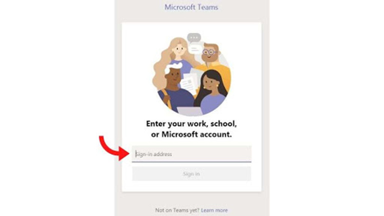 Tampilan Login Microsoft Teams