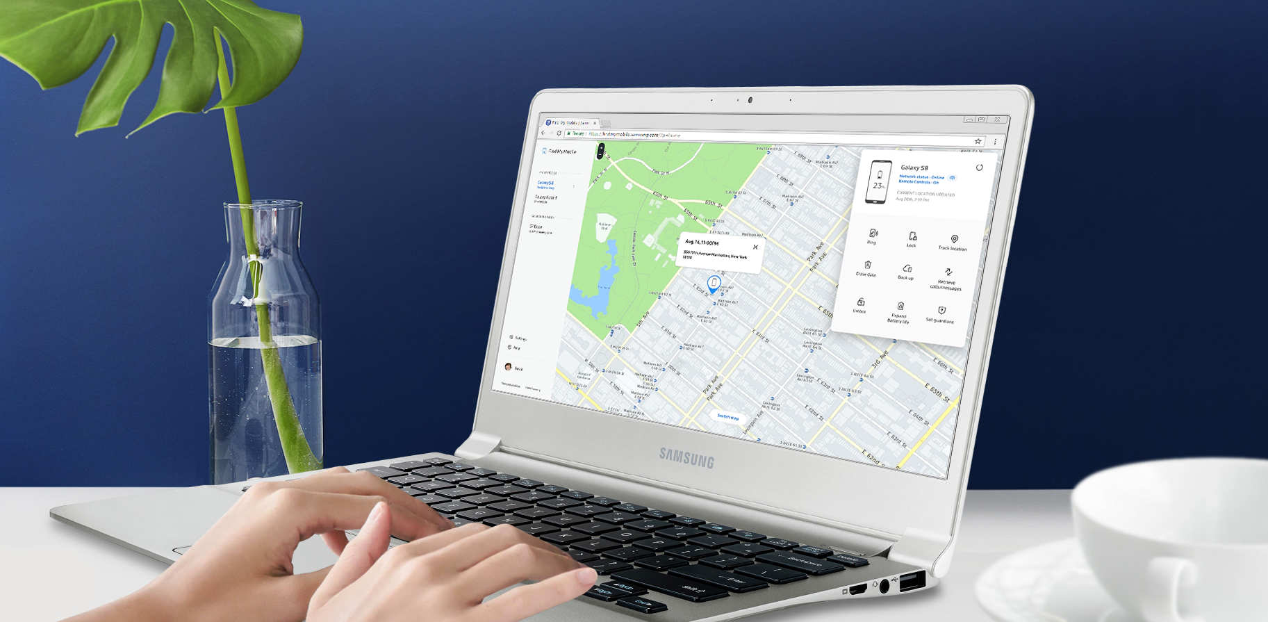 Samsung Find My Phone Device Apps on Laptop