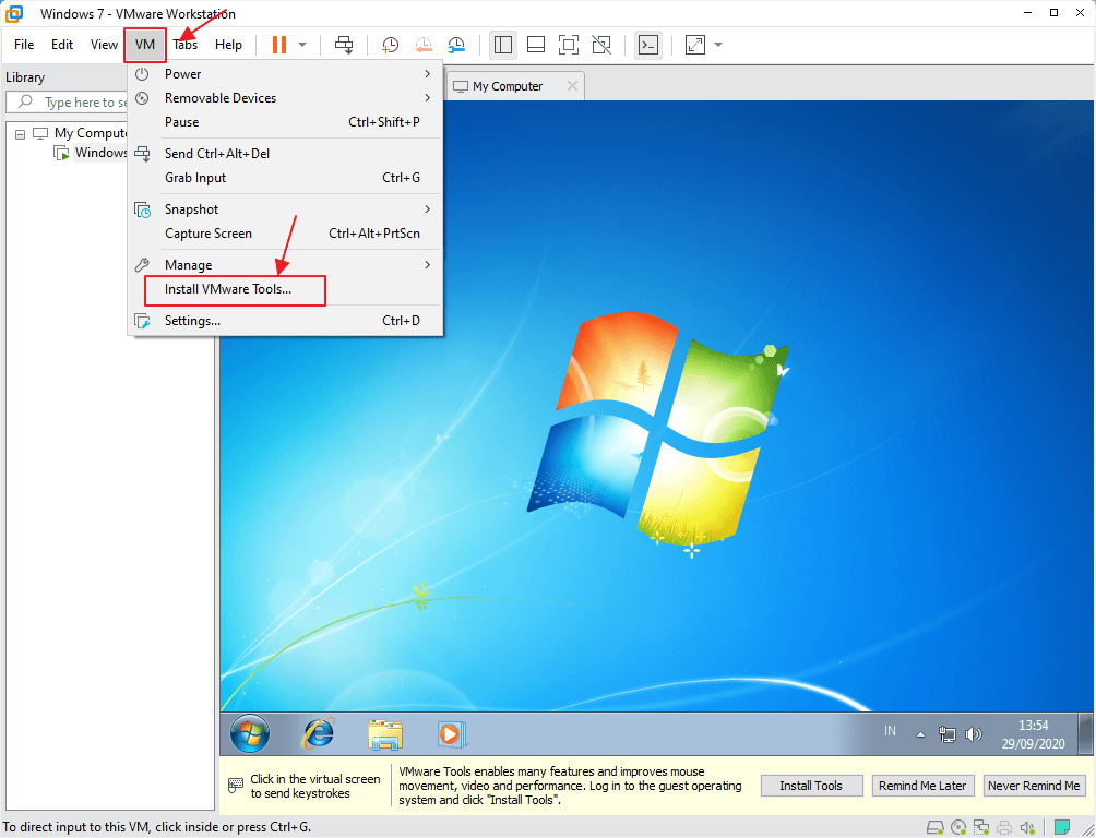 cara install Windows 7 di VMware