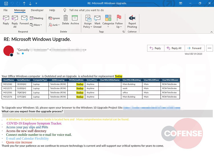 Contoh Email Penipuan Upgrade Windows