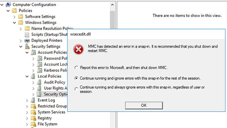 MMC Error di Group Policy Editor