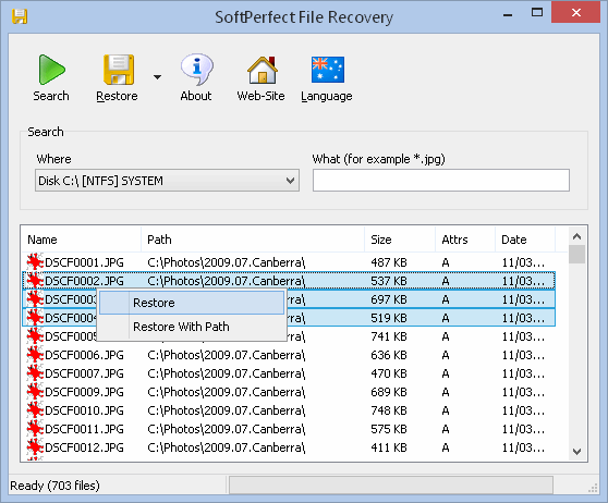Download SoftPerfect File Recovery terbaru