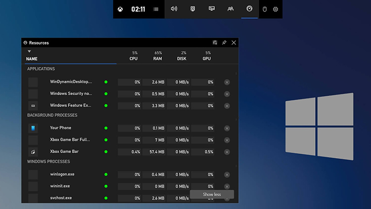 Xbox Game Bar Task Manager Windows 10