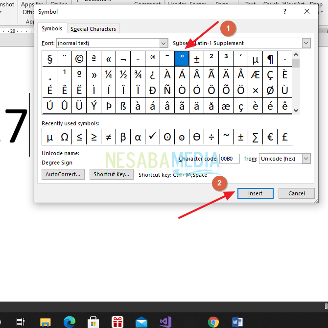 simbol di word