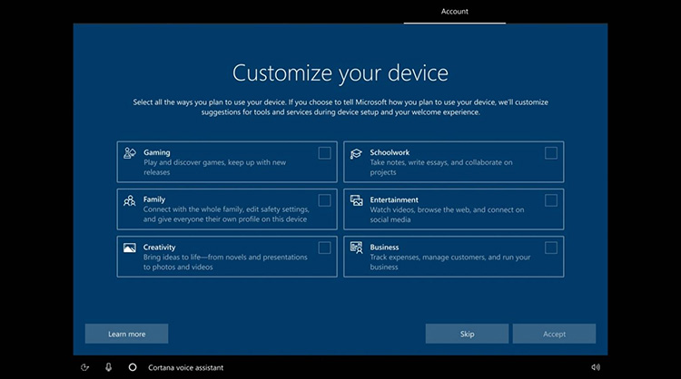 Tampilan Instalasi Windows 10 Baru