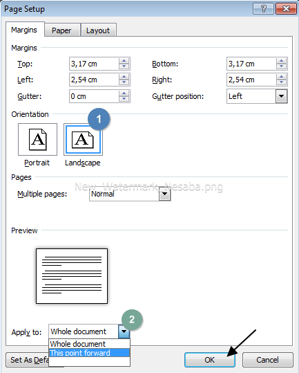 cara membuat landscape pada halaman tertentu di word 2010