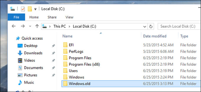 Bug Folder Windows Old di Microsoft Windows 10