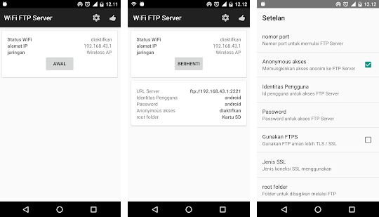 WiFi FTP Server adalah Aplikasi FTP Server untuk Android