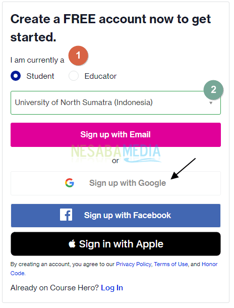 sign up with Google