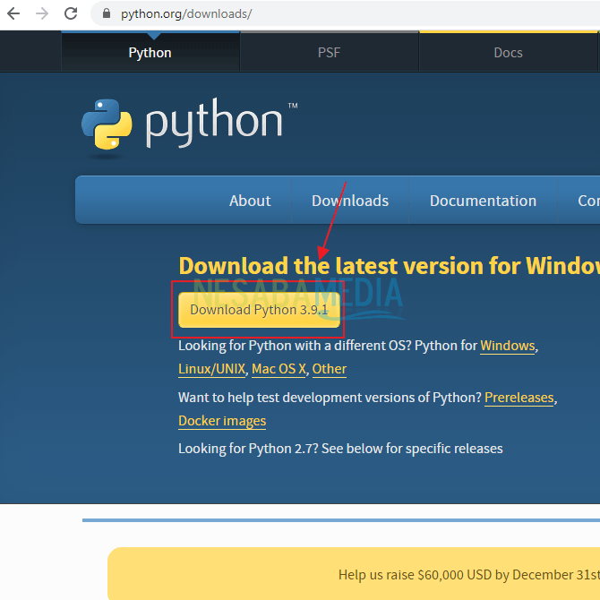 cara install python